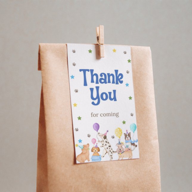 Étiquette de cadeau de fête Let's Pawty Puppy pour (Créateur téléchargé)