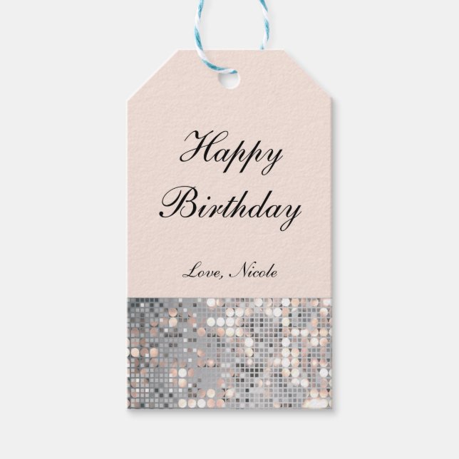 Étiquette de cadeau de fête paillettes scintillant (Devant)