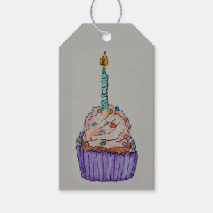 Étiquette de cadeau de gâteau de tasse de joyeux