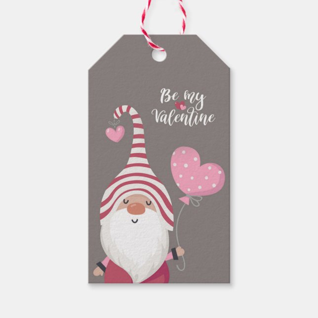 Étiquette de cadeau de gnome pour la Saint-Valenti (Devant)