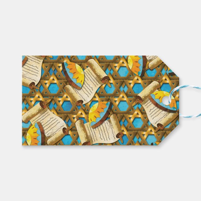 Étiquette de cadeau de Hanoukka (Devant (Horizontal))