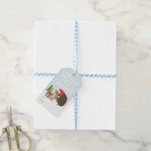 Étiquette de cadeau de hérisson de Joyeux Noël