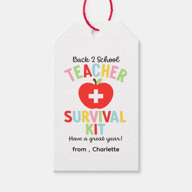 Étiquette de cadeau de kit de survie pour enseigna (Devant)