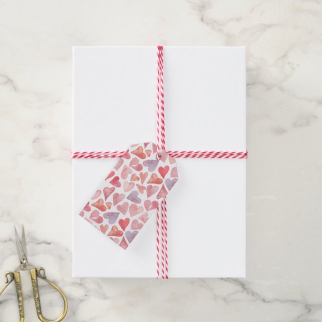 Étiquette de cadeau de la Saint-Valentin à coeurs  (Avec de la ficelle)