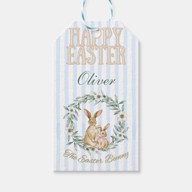 Étiquette de Cadeau de Lapin de Pâques (Devant)