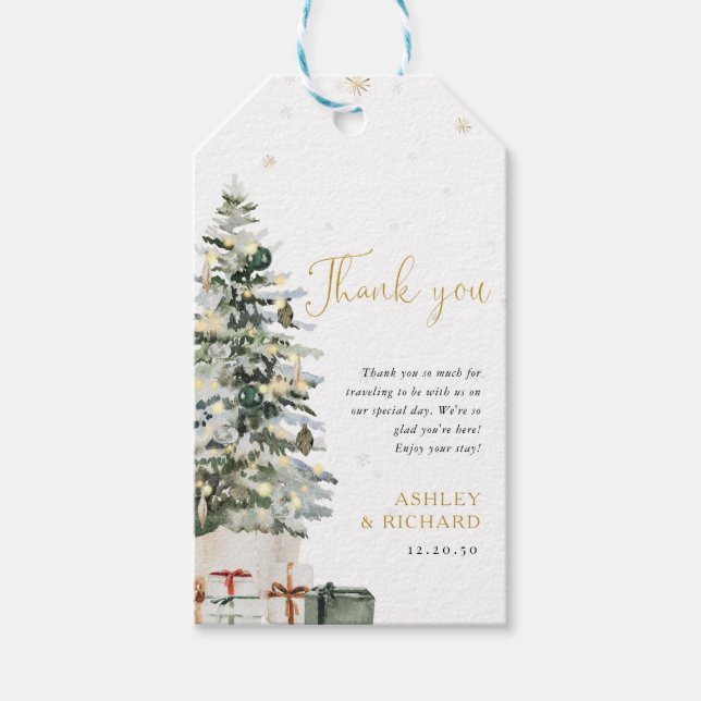 Étiquette de cadeau de mariage arbre de Noël (Devant)