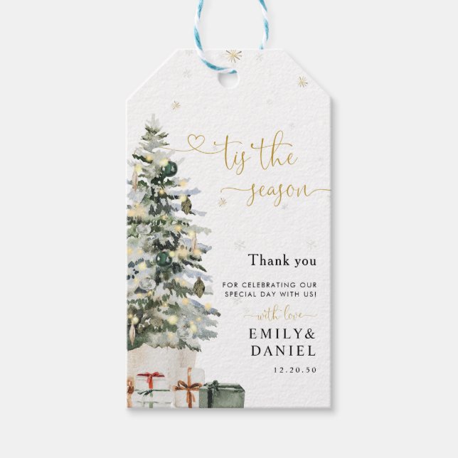 Étiquette de cadeau de mariage arbre de Noël (Devant)