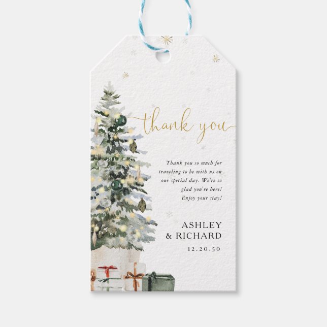 Étiquette de cadeau de mariage arbre de Noël (Devant)