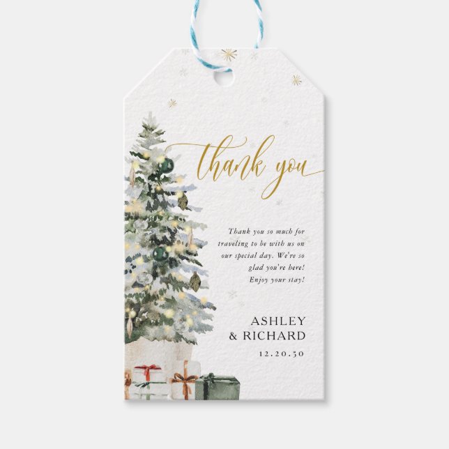 Étiquette de cadeau de mariage Arbre de Noël (Devant)