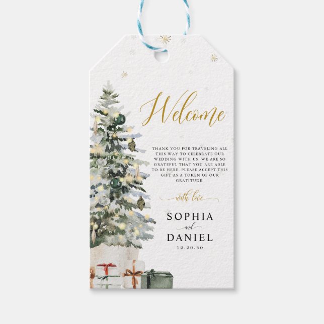 Étiquette de cadeau de mariage Arbre de Noël (Devant)