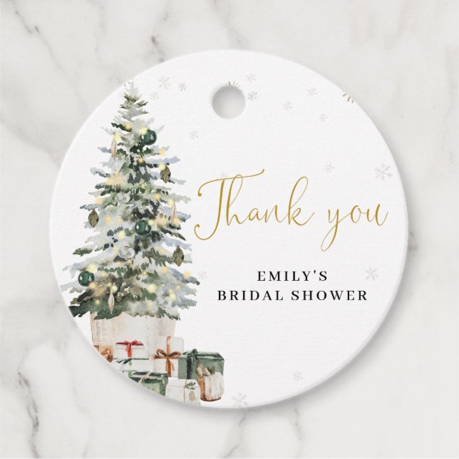 Étiquette de cadeau de mariage Arbre de Noël (Devant)