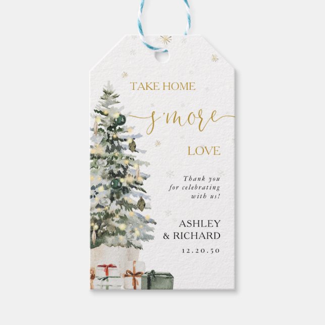 Étiquette de cadeau de mariage arbre de Noël (Devant)