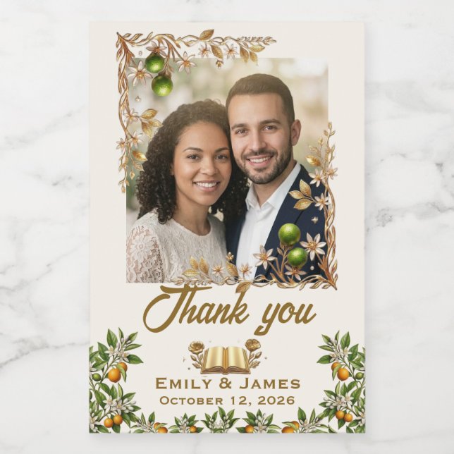 Étiquette de cadeau de mariage avec photo de fleur (Étiquettes simples)