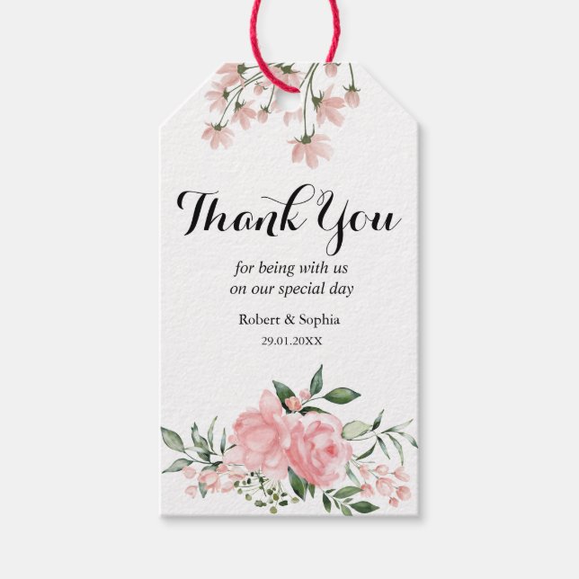 Étiquette de cadeau de mariage Blush Pink Bloom (Devant)