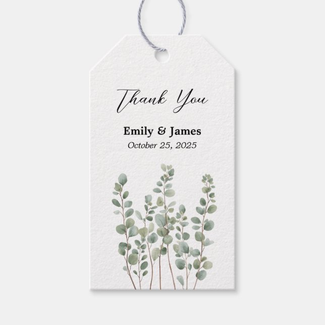 Étiquette de cadeau de mariage botanique élégant  (Devant)