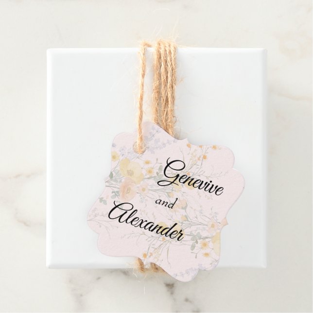 Étiquette de cadeau de mariage botanique Fleur sau (En situation)