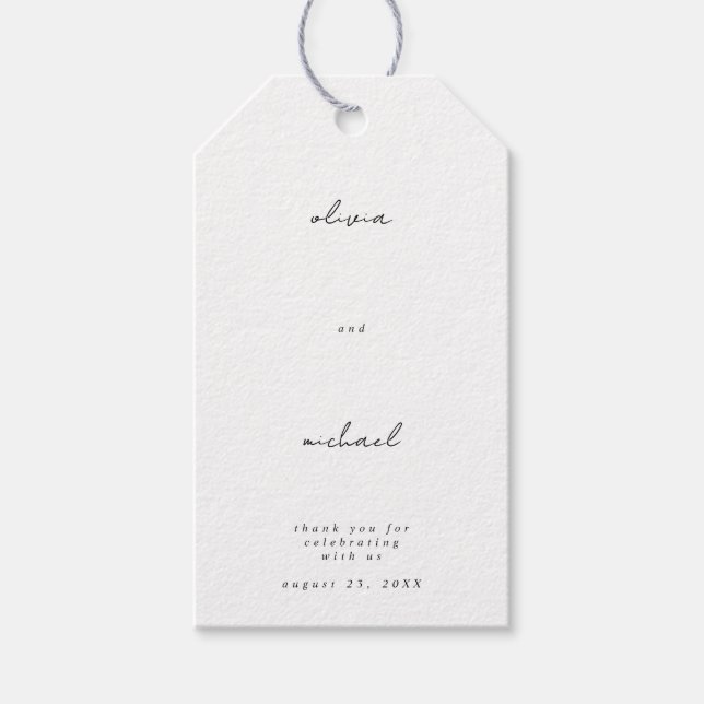 Étiquette de cadeau de mariage calligraphie minima (Devant)