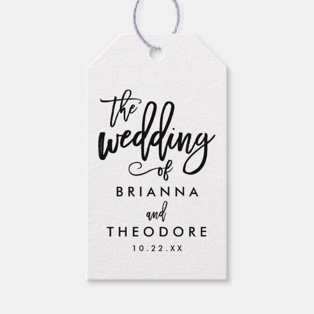 Étiquette de cadeau de mariage chic à la main (Devant)
