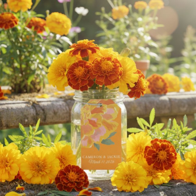 Étiquette de cadeau de mariage d'été Vibrant Souci (Créateur téléchargé)