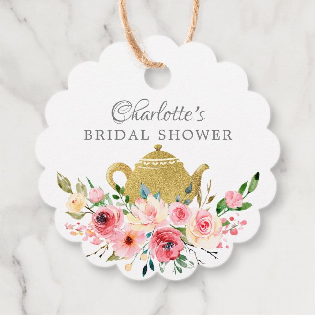 Étiquette de cadeau de mariage élégant Tea Bridal  (Dos)