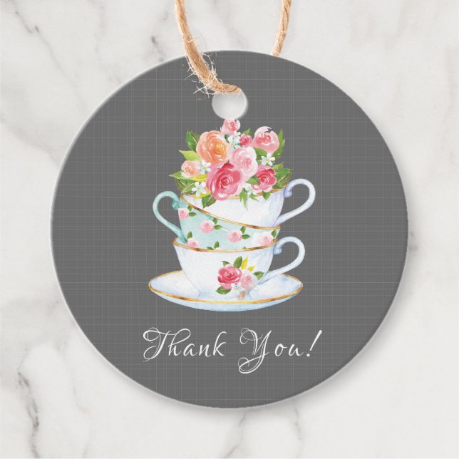 Étiquette de cadeau de mariage élégant Tea Bridal  (Devant)
