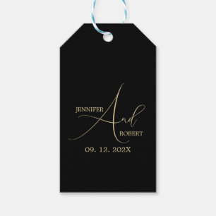 Étiquette de cadeau de mariage en calligraphie dor