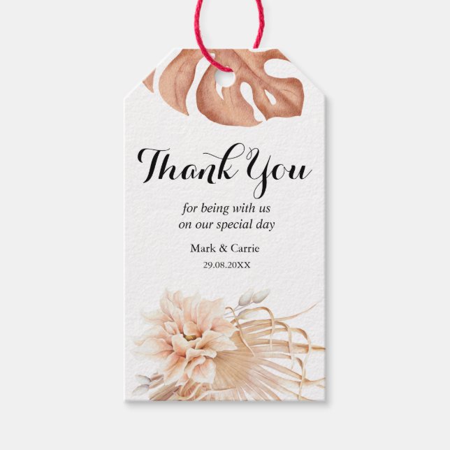Étiquette de cadeau de mariage en terre cuite flor (Devant)