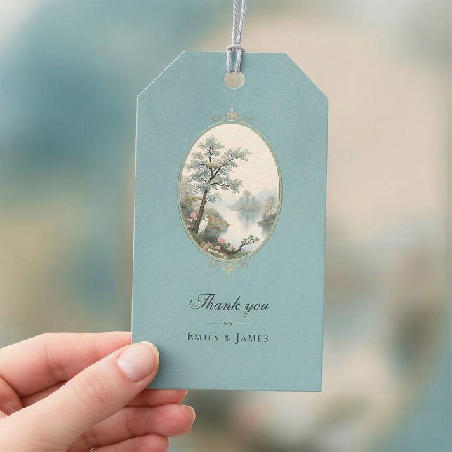 Étiquette de Cadeau de Mariage en Velours Bleu Pou (Créateur téléchargé)