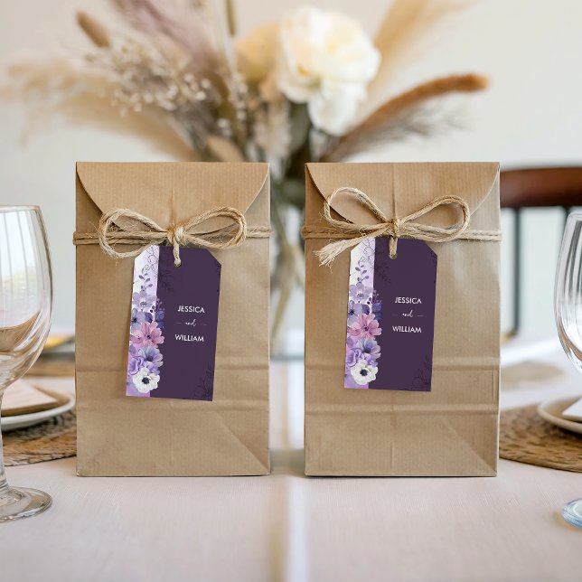 Étiquette de Cadeau de Mariage Fleurie Violette (Créateur téléchargé)