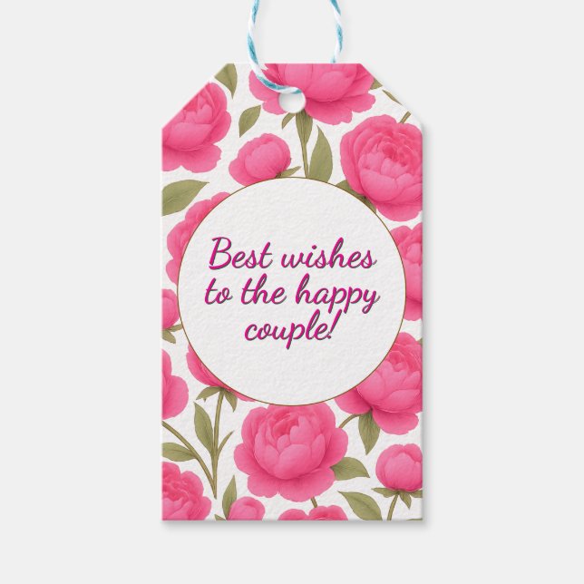 Étiquette de cadeau de mariage floral (Devant)