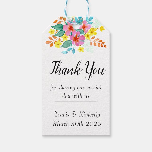 Étiquette de cadeau de mariage Floral Spritz (Devant)