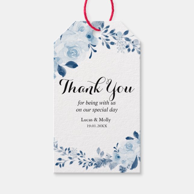Étiquette de cadeau de mariage florale française b (Devant)
