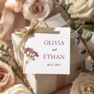 Étiquette de cadeau de mariage florale pétunia pou