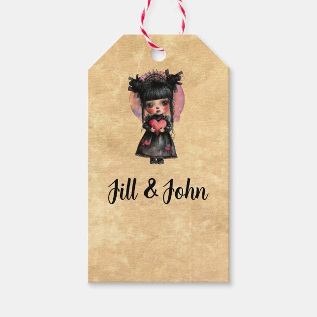 Étiquette de cadeau de mariage Gothique Petite Fil (Devant)