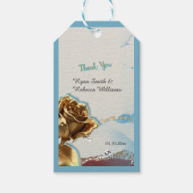 Étiquette de cadeau de mariage marron rouille bleu