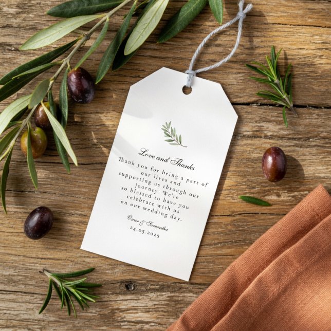 Étiquette de cadeau de mariage Olive Branch | Élég (Créateur téléchargé)