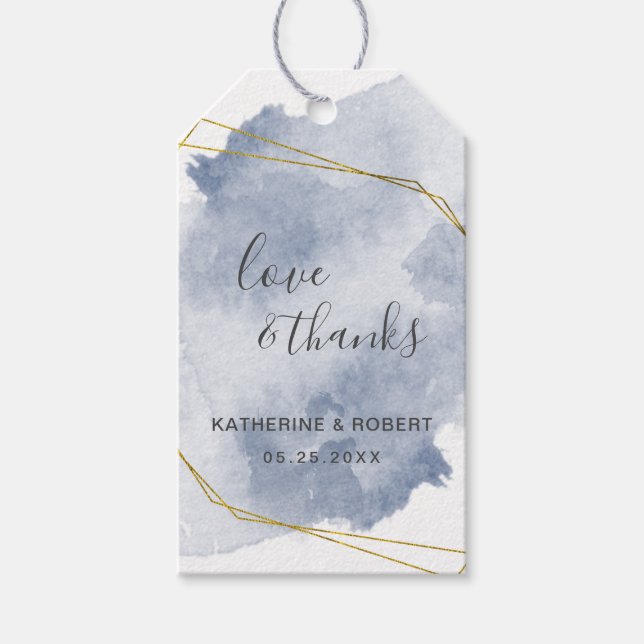 Étiquette de cadeau de mariage or poussiéreux et b (Devant)