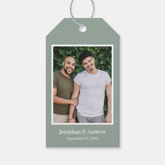 Étiquette de cadeau de mariage photo LGBTQ (Devant)