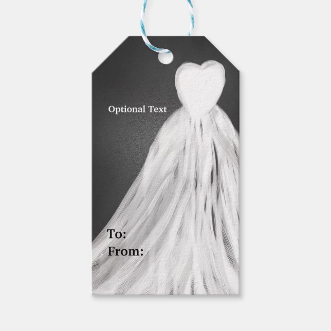 Étiquette de cadeau de mariage robe de mariée tabl (Devant)