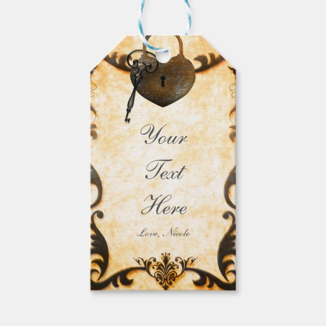 Étiquette de cadeau de mariage rustique vintage He (Devant)