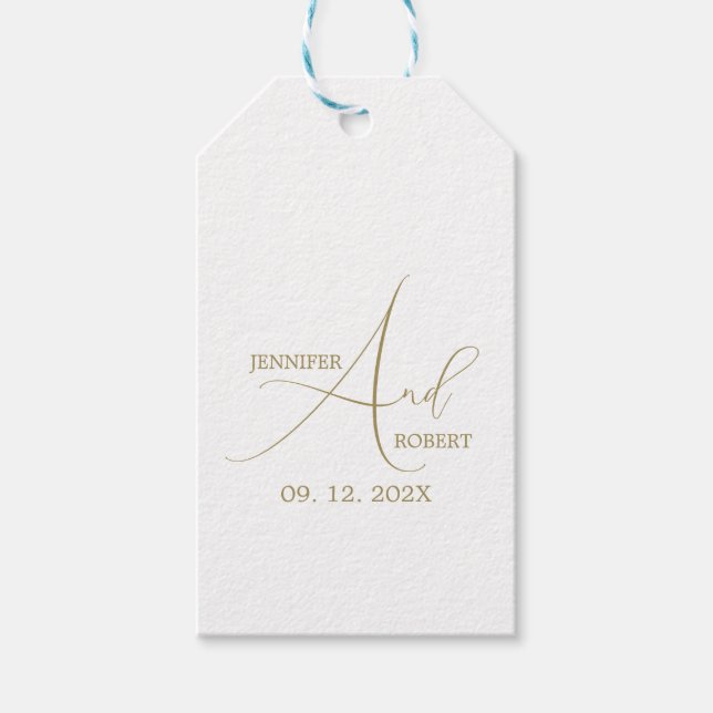 Étiquette de cadeau de mariage simple en calligrap (Devant)
