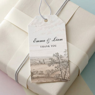 Étiquette de cadeau de mariage Toile de style vint