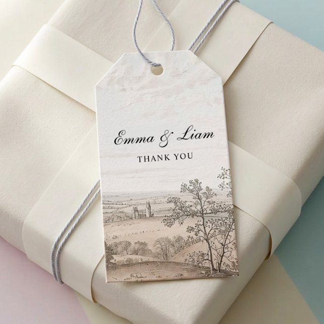 Étiquette de cadeau de mariage Toile de style vint (Créateur téléchargé)