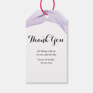Étiquette de cadeau de mariage violet à l'aquarell