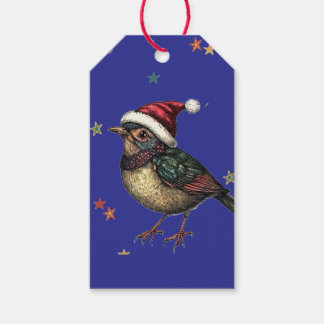 ÉTIQUETTE DE CADEAU DE MOINEAU DE NOËL