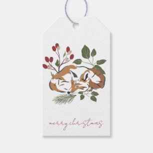 Étiquette de cadeau de Noël à feuillage Renard end