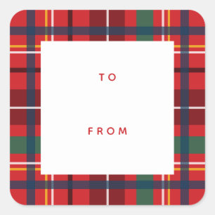 étiquette de cadeau de Noël à partir de plaid roug