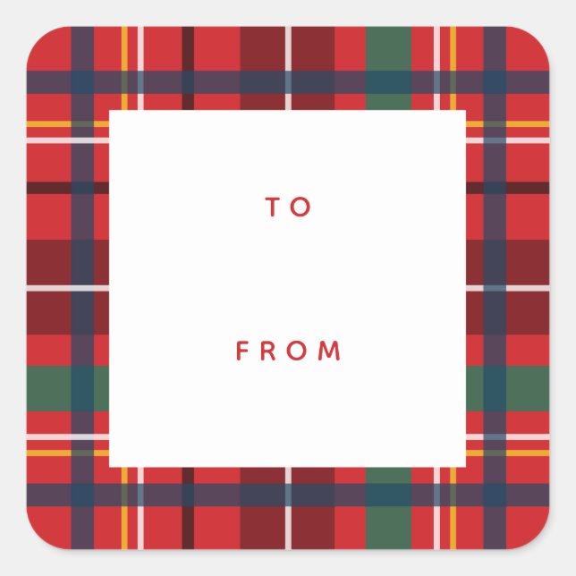 étiquette de cadeau de Noël à partir de plaid roug (Devant)