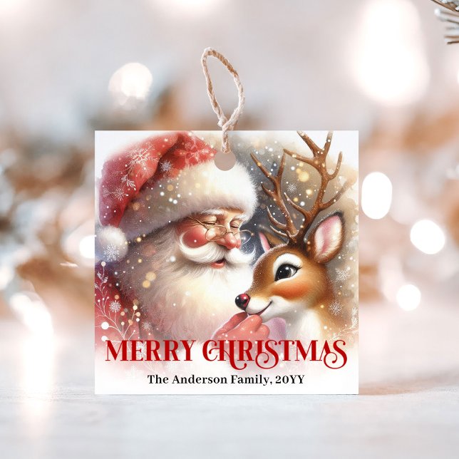 Étiquette de cadeau de Noël amusante pour les enfa (Funny Santa Rudolph Christmas Gift Tag for Kids)