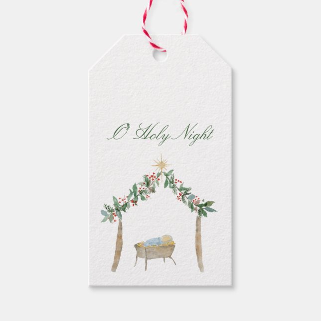 Étiquette de cadeau de Noël aquarelle (Devant)
